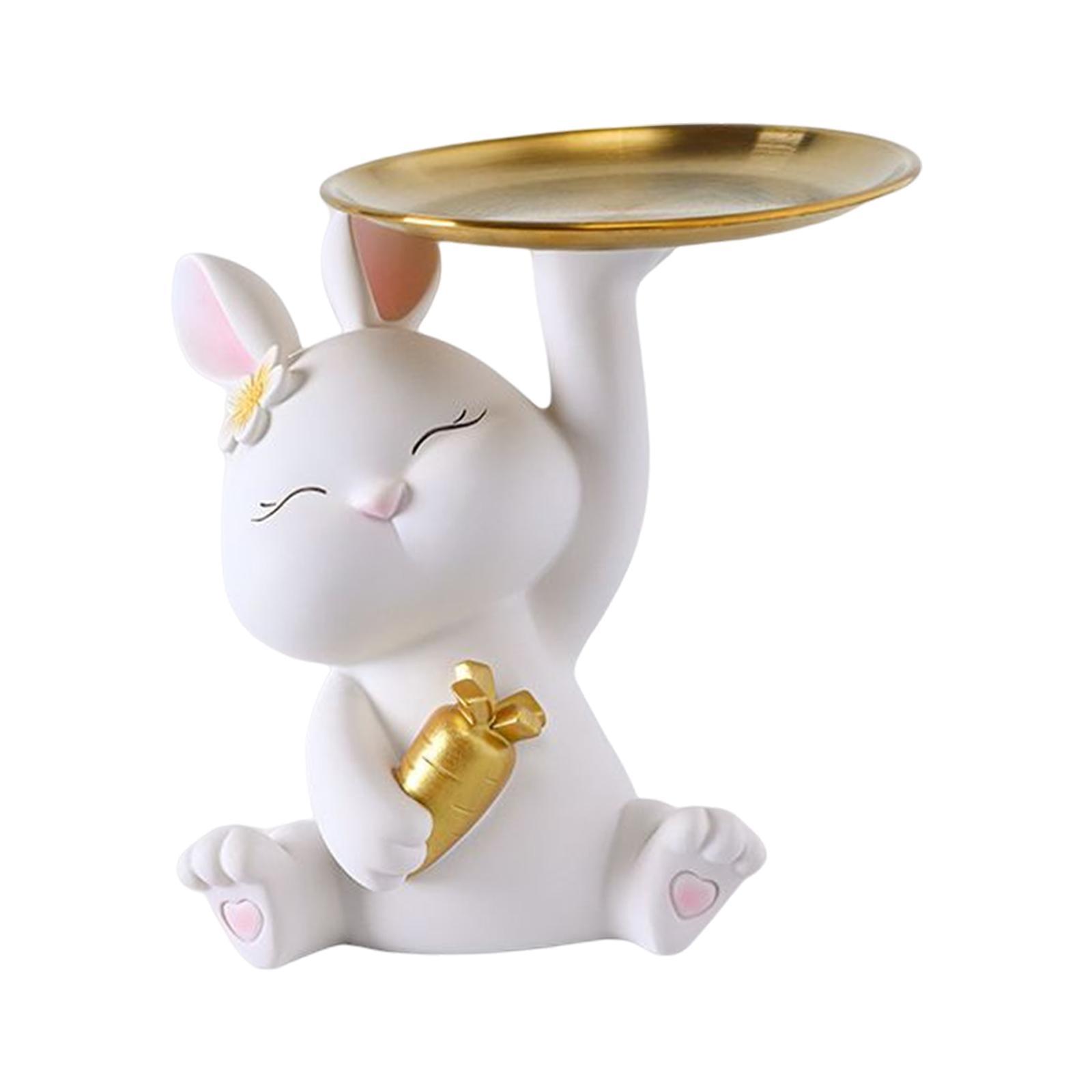 Bunny Statue Storage Tray Desk Organizer for Shop Tabletop Dining Room