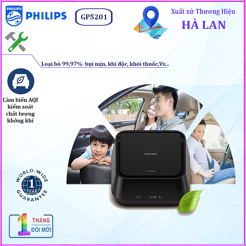 Máy khử mùi, lọc không khí trên xe ô tô Philips GP5201- Hàng nhập khẩu