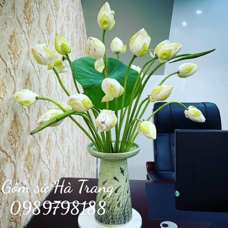 Lọ hoa gốm sứ Bát Tràng cao cấp miệng loe cao 28cm