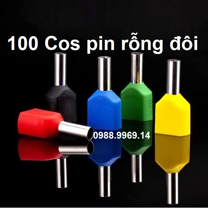 Cos pin rỗng đôi đủ loại TE đầu cốt dây điện pin rỗng túi 100 cái TE2508 TE4012 TE6014 TE10-14 TE16-14 đầu cos kim đôi