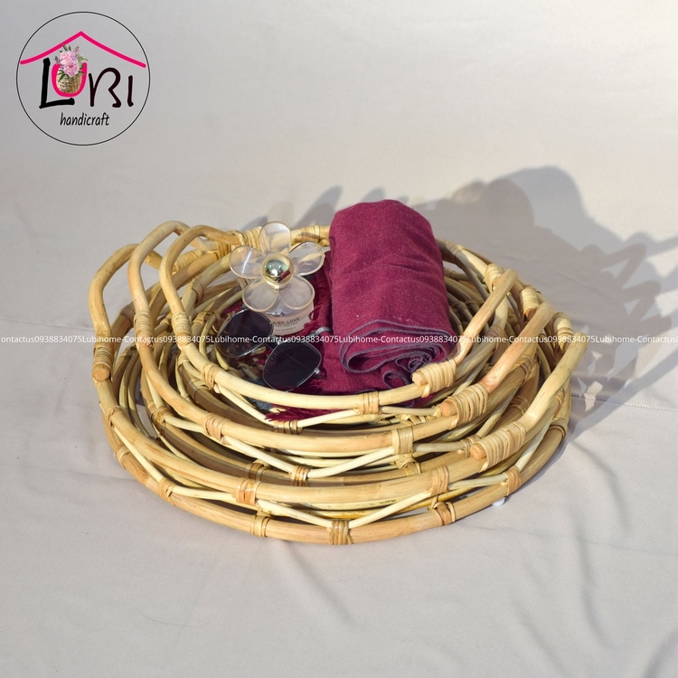 Khay mây tròn đựng đồ - bộ 3 - sang trọng, tinh tế