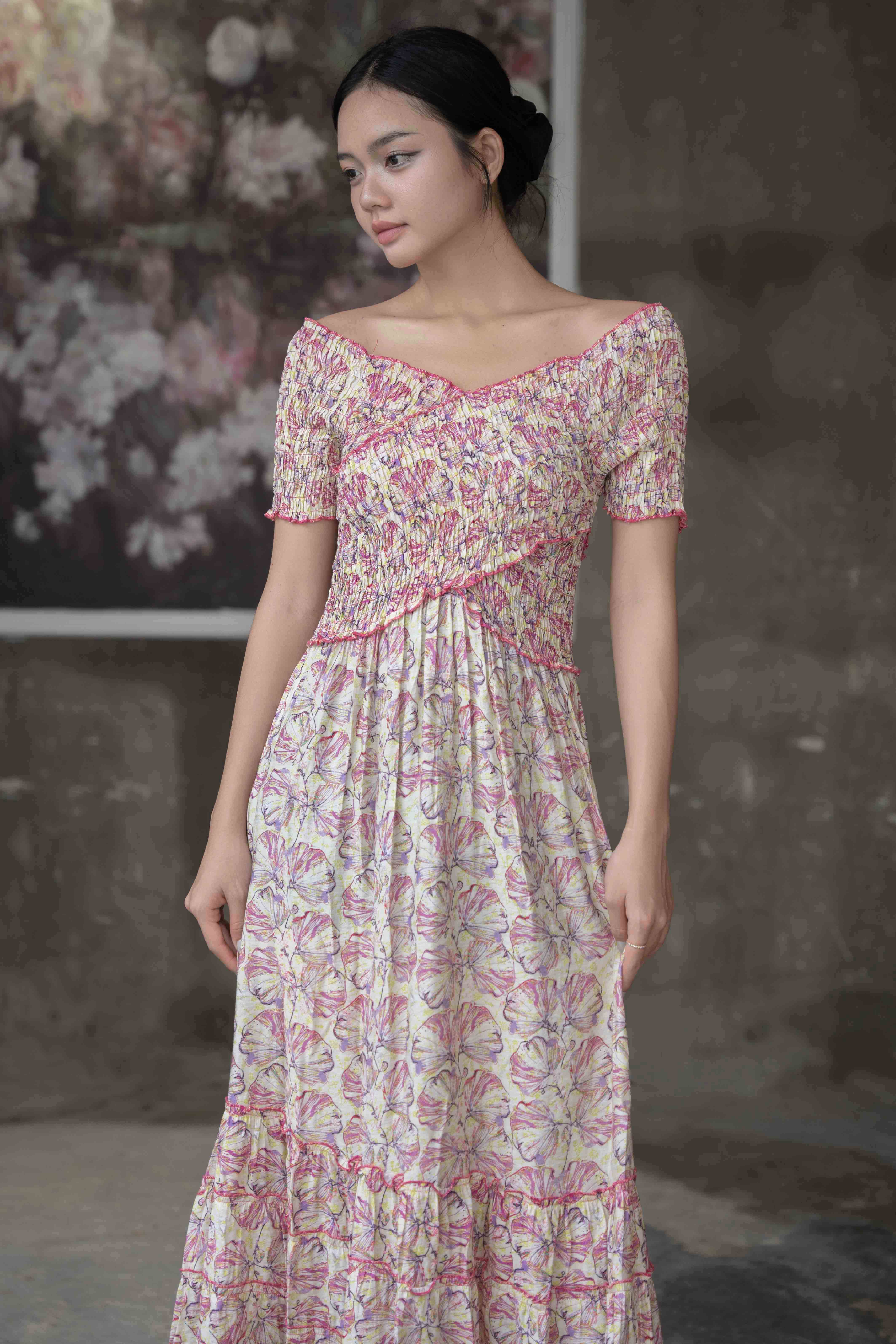Maxi Trễ Vai Cotton Cao Cấp Luna Llena