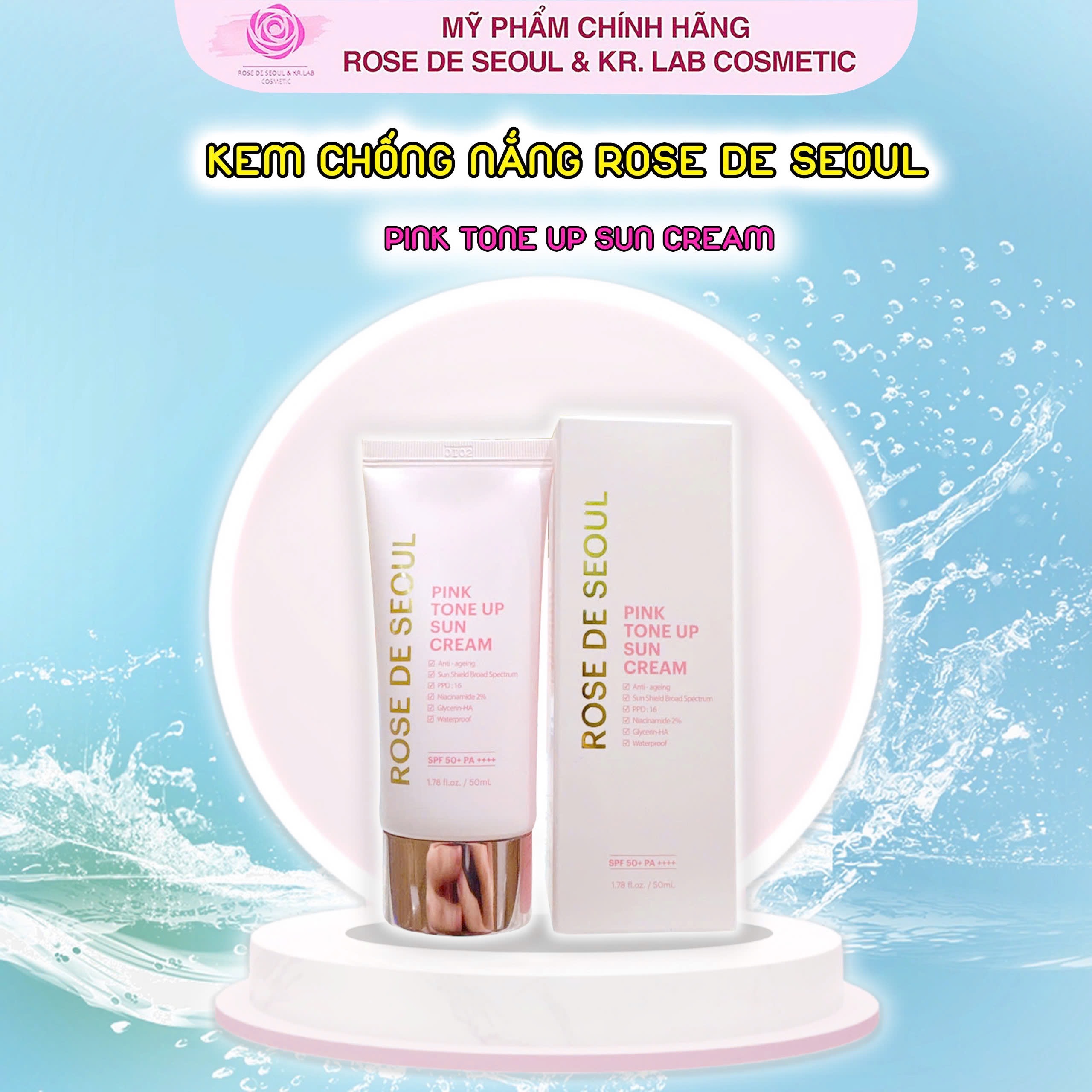 Kem chống nắng ROSE DE SEOUL (spf 50+ PAA++) 50ml bản mới 2023 hạn 2027