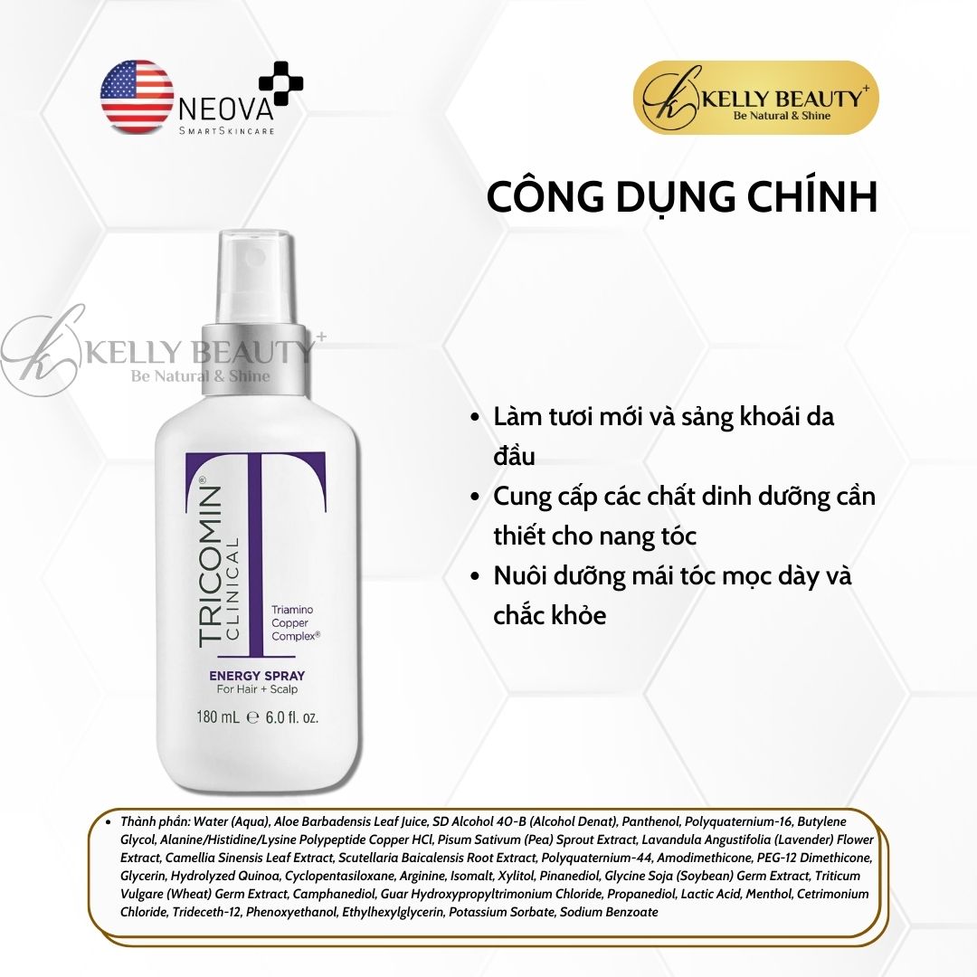 Xịt Chống Rụng Kích Mọc Tóc NEOVA Tricomin Energy Spray | Kelly Beauty