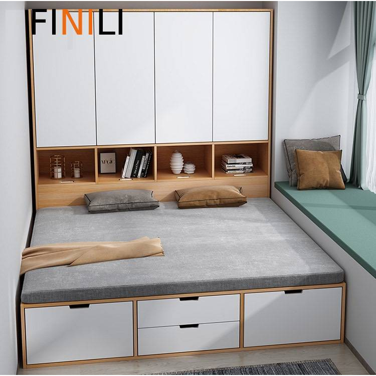 [FREESHIP TPHCM]Giường ngủ kết hợp tủ áo đầu giường hiện đại FINILI tiết kiệm diện tích F772.5
