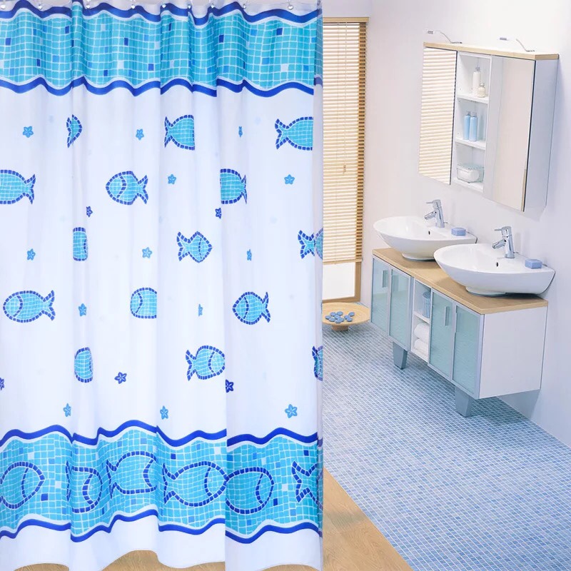 Rèm phòng tắm, chống thấm nước và nấm mốc thời trang (kèm theo móc) - Họa tiết ngẫu nhiên