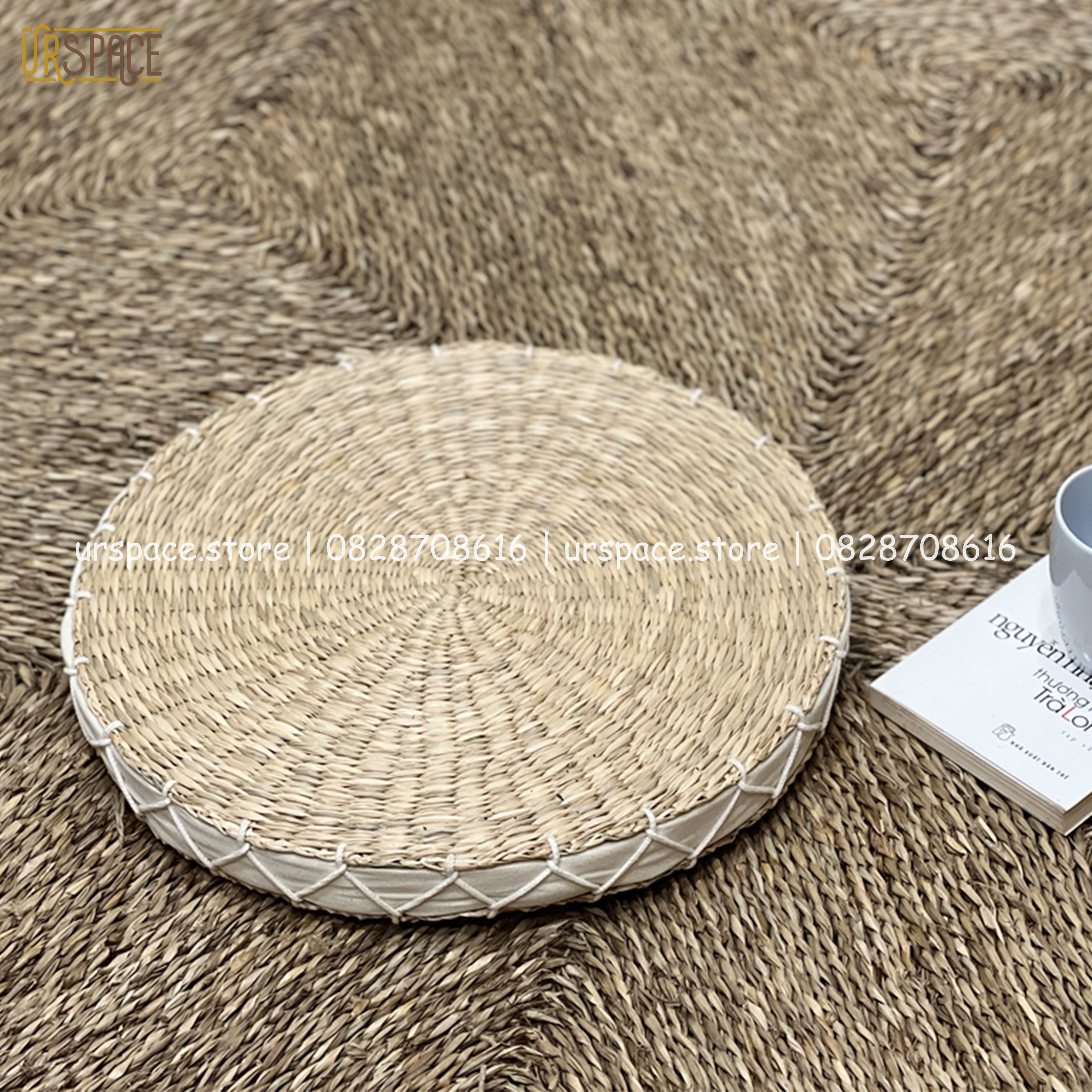 Đệm ngồi thiền bằng cói đệm đa năng hình tròn màu tự nhiên/ Searass Meditation Cushion Natural Color