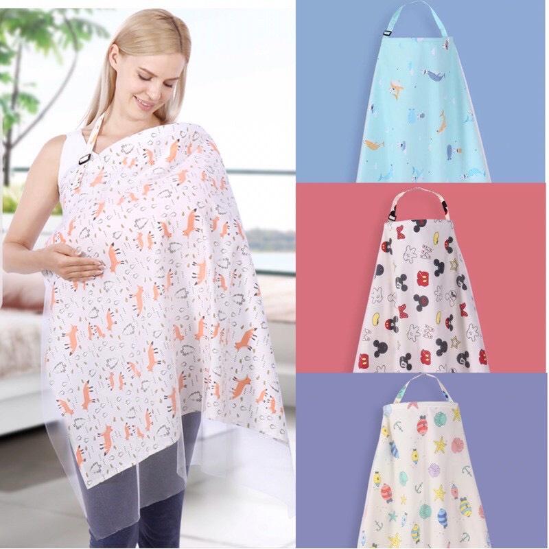 Khăn Choàng Che Bé Bú Cotton 2 Lớp Đa Năng, Làm Màn Che Xe Đẩy