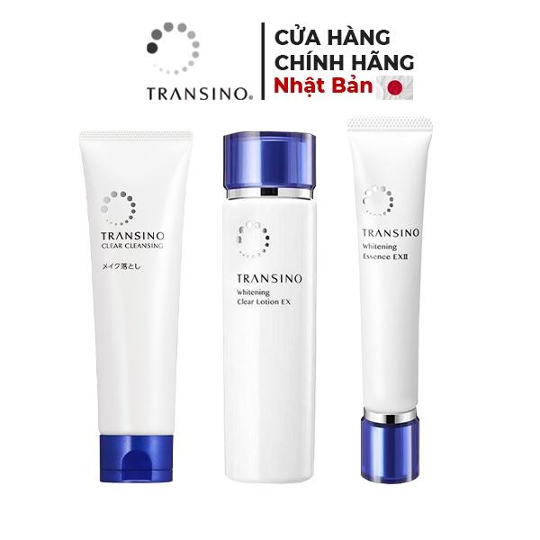 Bộ 3 Sản Phẩm Dưỡng Trắng Da TRANSINO Clear Cleaning - Clear Lotion - Essence EX II