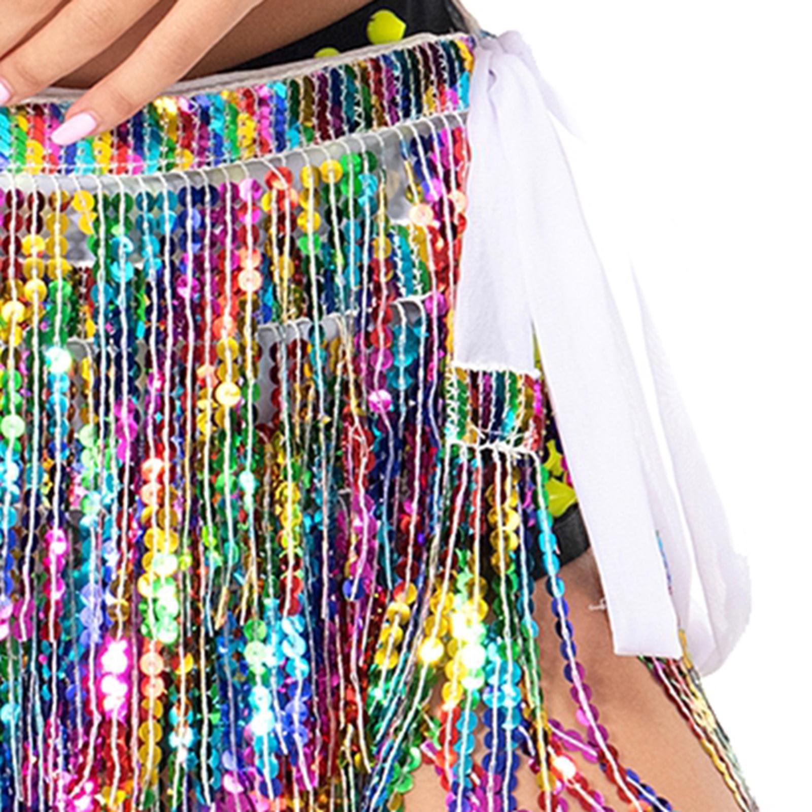 Fringe Dance Skirt Hip Scarf Sequin Fringe Skirts for Stage Performance Cha Cha Costume Accessories