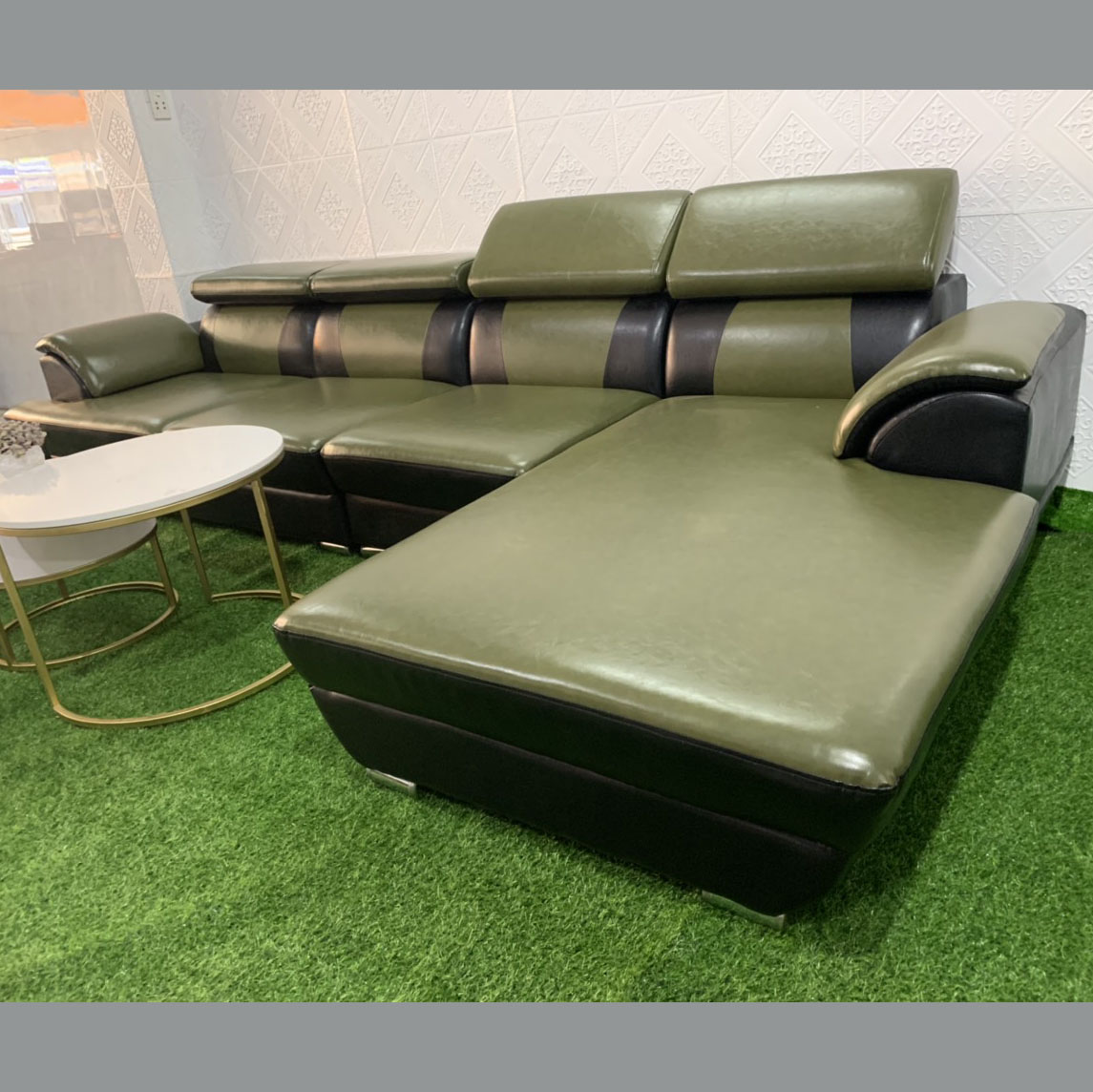 Bộ bàn ghế sofa da góc chữ L