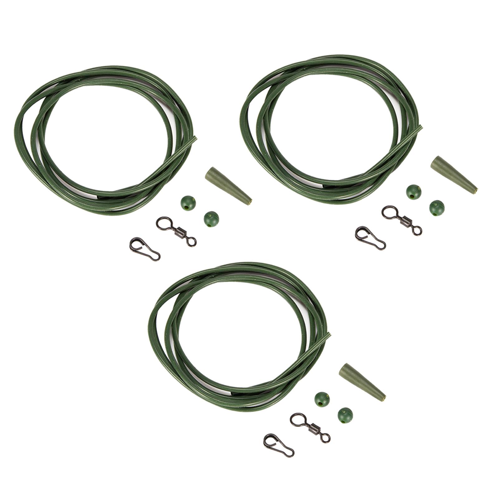 3 Sets Silicone 1m Fishing Rig Tubing Carp Fishing Pre Rigged Helicopter Chod Hair Rig Tube Sleeves Hose Bead Rig Rolling Swivel