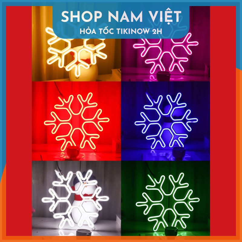 Đèn Led Neon Bông Tuyết Cỡ Lớn 40cm Trang Trí Giáng Sinh, Năm Mới - Chính Hãng NAVIVU