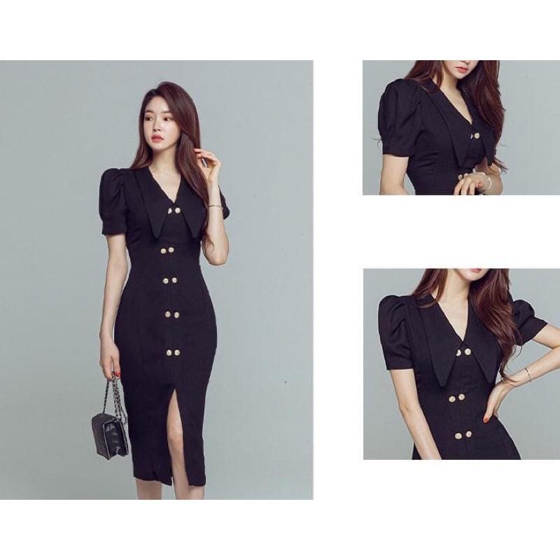 ĐẦM ÔM ĐÍNH NÚT CỔ SEN