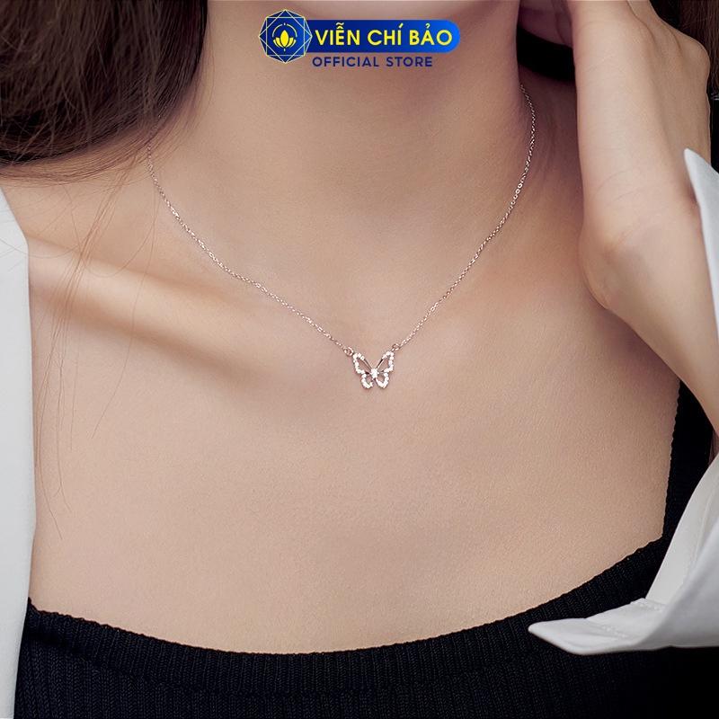 Dây chuyền bạc nữ hồ điệp đính đá chất liệu bạc S925 thời trang phụ kiện trang sức nữ Viễn Chí Bảo D400021
