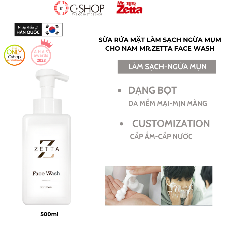 Sữa rửa mặt dành cho Nam Mr.Zetta Face Wash 500ml