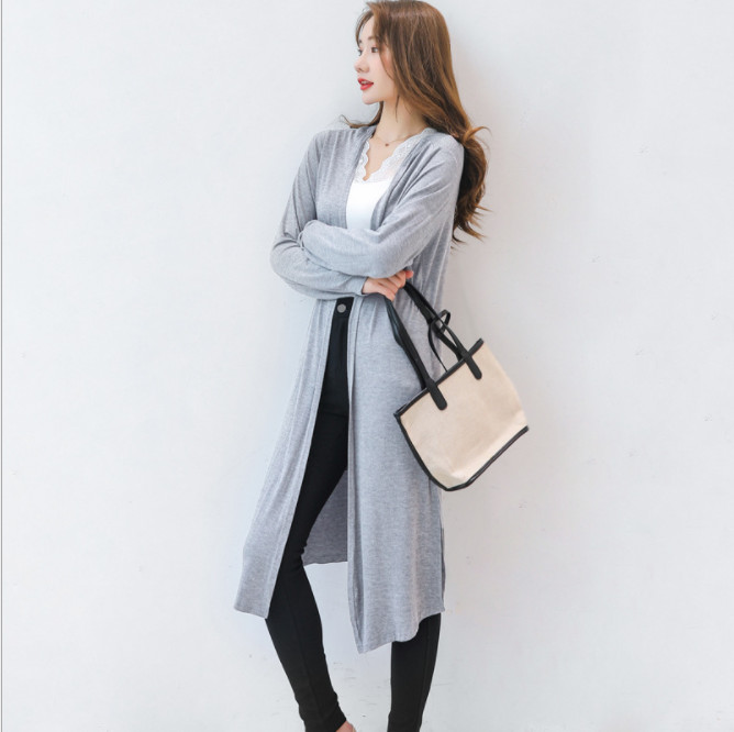 Áo khoác cardigan mỏng nữ dáng dài xẻ tà mẫu mới thu đông DV10