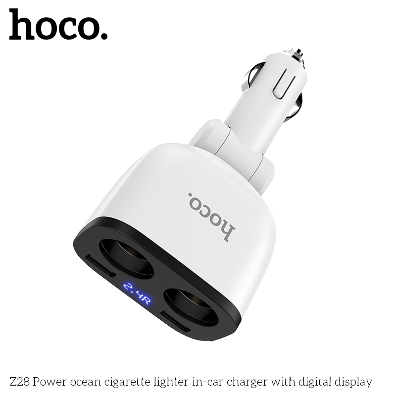 Chia tẩu sạc cho ô tô 1 ra 2 hoco Z28 _ Hàng chính hãng