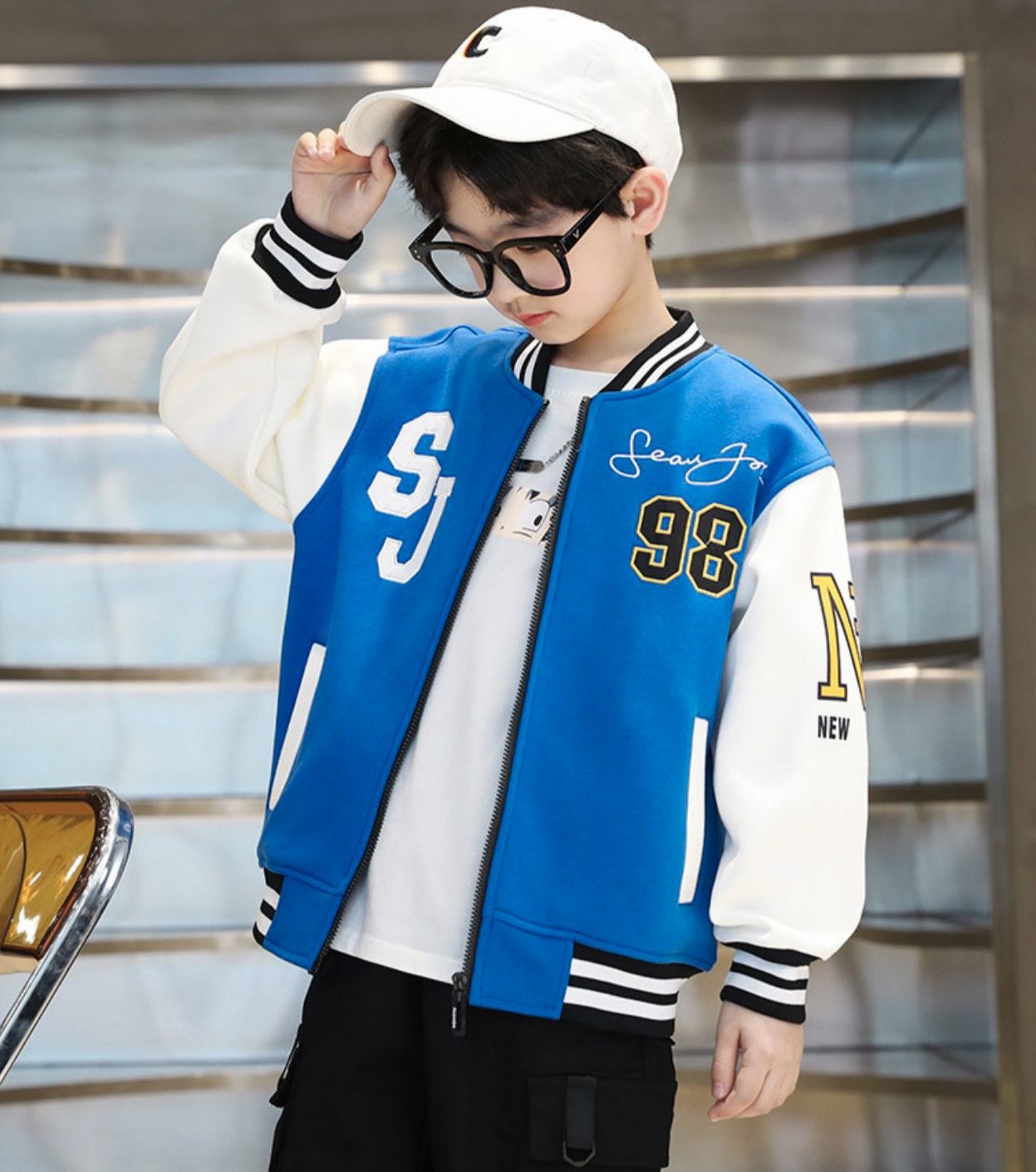 Áo khoác bomber bé trai "SJ 98" 14-45kg. Áo bomber bóng chày cho bé 4-15 tuổi. Thiết kế năng động. B46