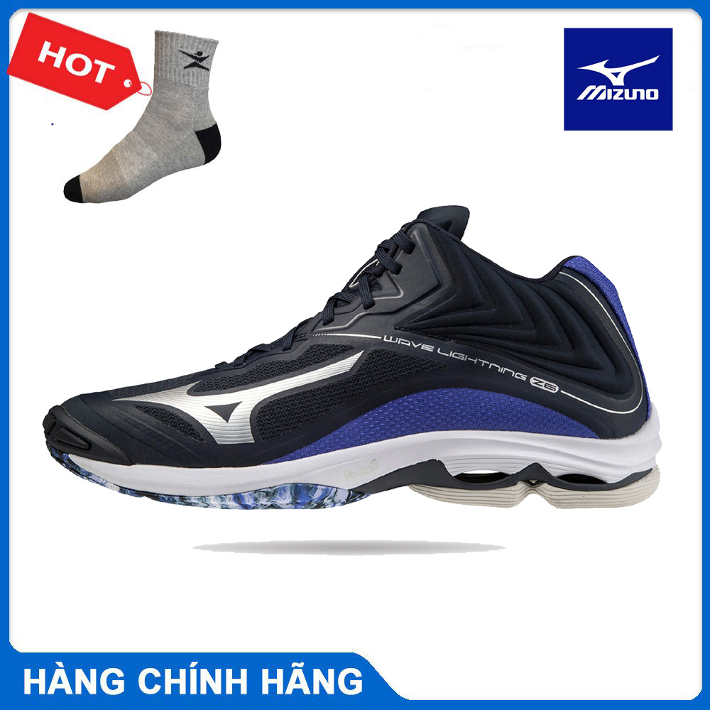 Giày bóng chuyền MIZUNO V1GA200502 WAVE LIGHTNING Z6 MID giày bóng chuyền cầu lông dành cho nam mẫu mới - tặng tất thể thao bendu chính hãng