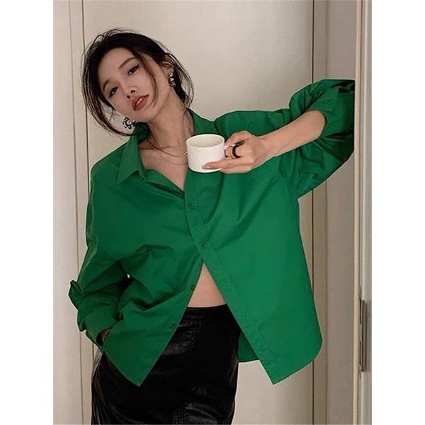 Áo sơ mi Xanh lá đậm highfashion chất mềm bay áo