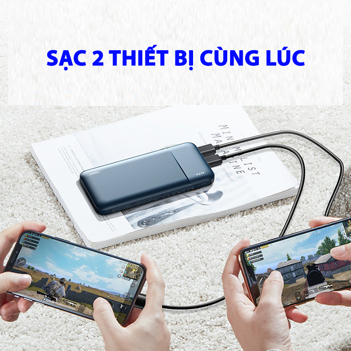 Pin sạc dự phòng Remax RPP-96 10000mAh lõi Li-Polymer 2 cổng sạc Input/Output (Hàng chính hãng)