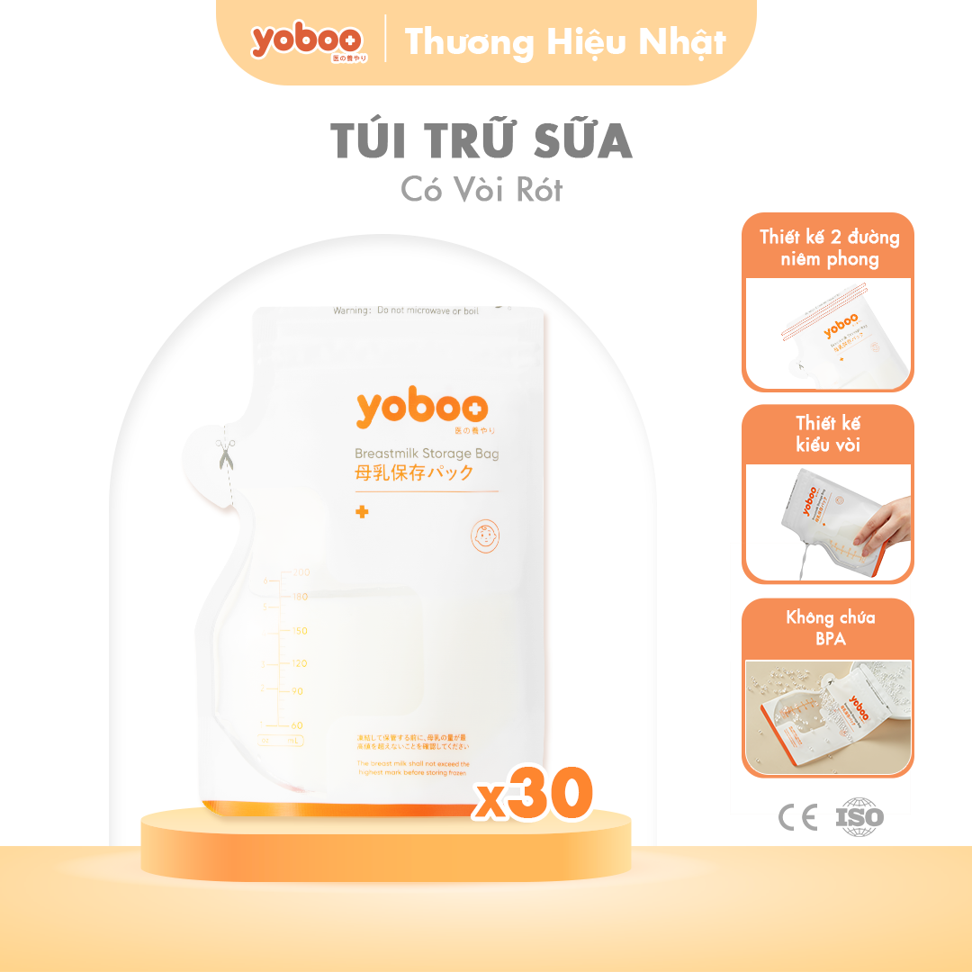 Túi Trữ Sữa Mẹ Có Vòi 200ml yoboo (30 Túi)