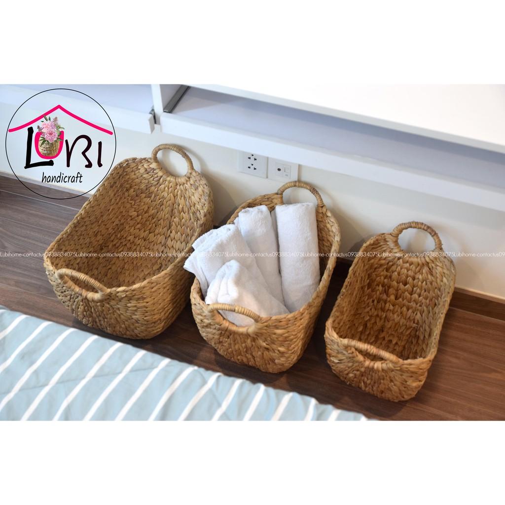 - Giỏ đựng đồ đan lục bình hình thuyền bộ 3 - sang trọng, tinh tế
