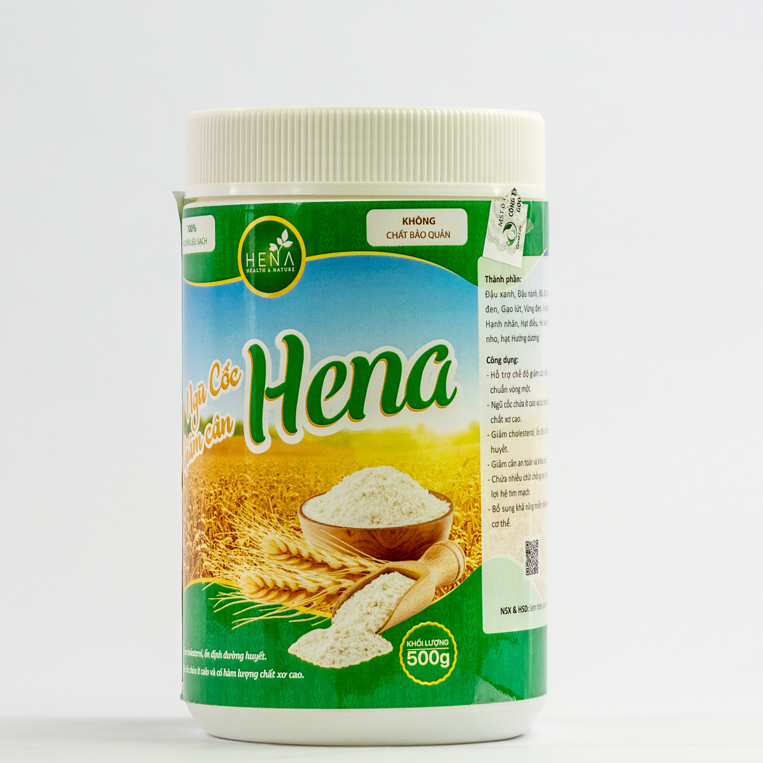 Ngũ Cốc Giảm Cân Hena 500g - Ngũ Cốc Ăn Kiêng Giảm Cân Không Gây Mất Nước -100% Nguyên Liệu Hữu Cơ - Giảm Cân An Toàn và Khoa Học - Sản Phẩm Cao Cấp Chính Hãng - Đã Được Kiểm Nghiệm và Công Bố