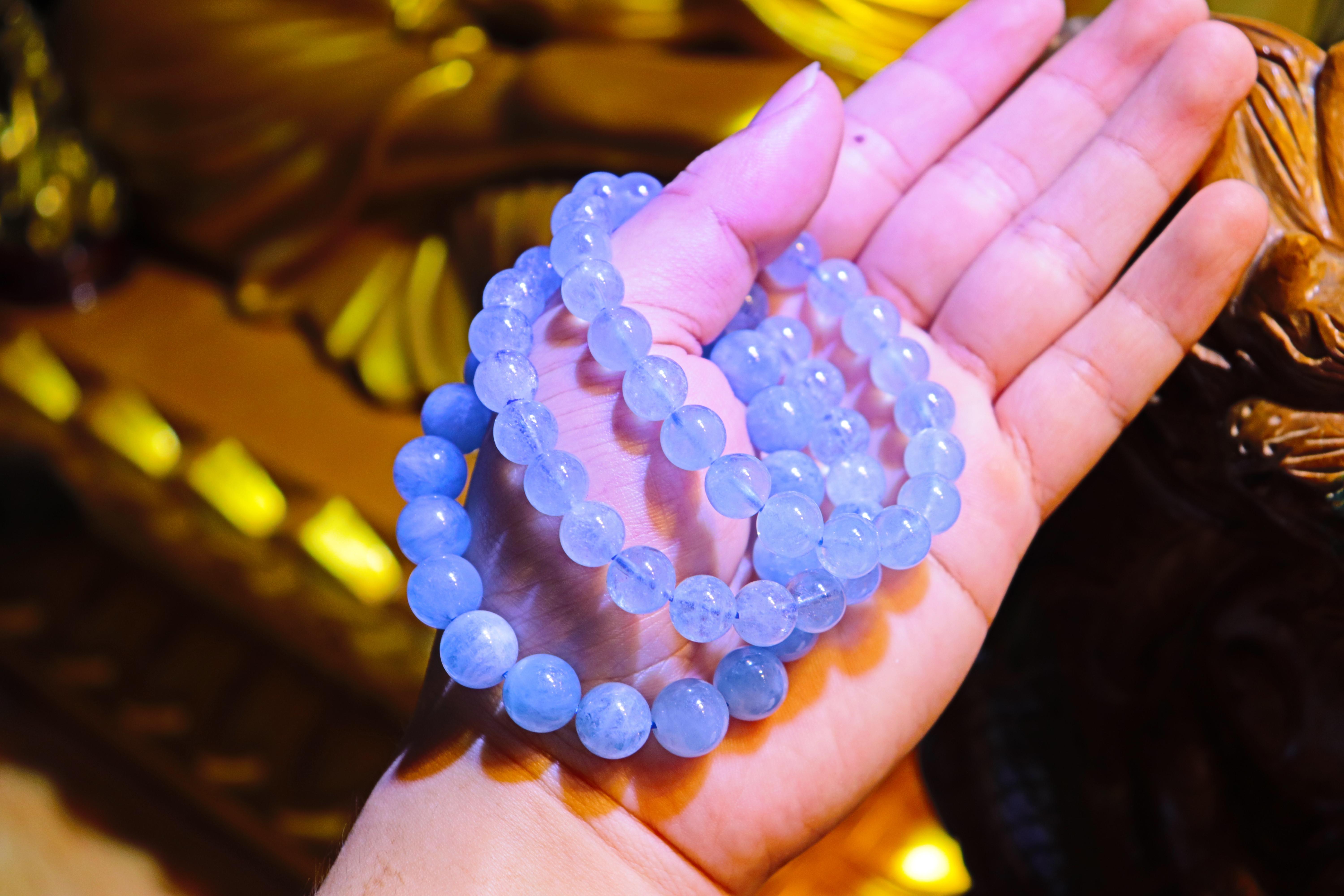 Vòng Tay Đá Aquamarine thiên nhiên 100%