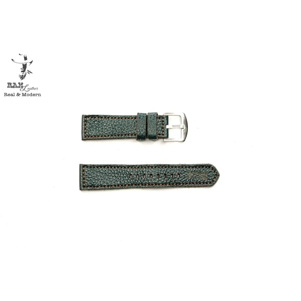 Dây đồng hồ da bò thật mill hạt xanh rêu Ram classic 1984 mới - RAM Leather