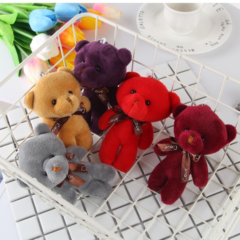 Gấu Bông Dễ Thương Có Móc Bằng Inox Không Gỉ Treo Chìa Khóa, Balo , Túi Xách Chất Liệu Vải Bông Mềm Mịn