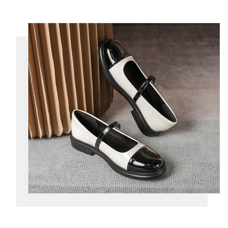 CÓ SẴN Giày búp bê Mary Jane nữ da mềm đế bằng cao 3cm phong cách học sinh Nhật Bản( lolita mix màu1 quai