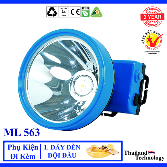 ĐÈN PIN ĐỘI ĐẦU ML 563 - NHẬP KHẨU THÁI LAN - LẶN BIỂN 10M - 3 CỤC PIN - TRÁ ĐÈN 11CM