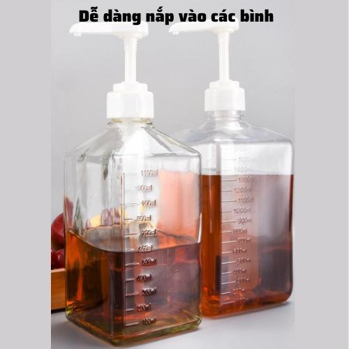 Vòi bơm siro bình nhựa 1600ml, bình bơm thủy tinh 1100ml phụ kiện bình bơm cao cấp, an toàn sử dụng dụng cụ pha chế