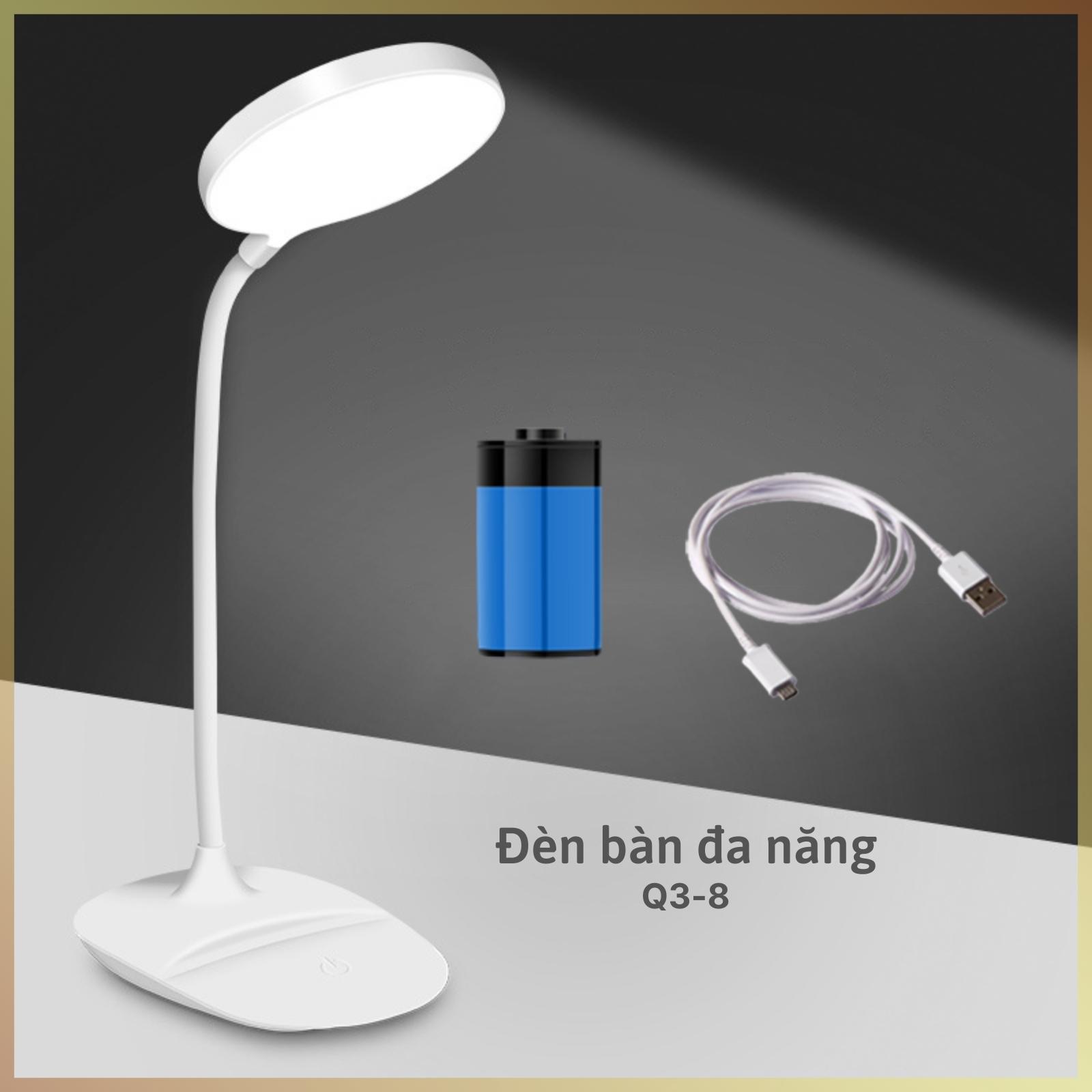 Đèn học để bàn Pin sạc 1250 mAh Ba nhiệt độ màu Làm mờ vô cấp Mặt tròn Q3-8