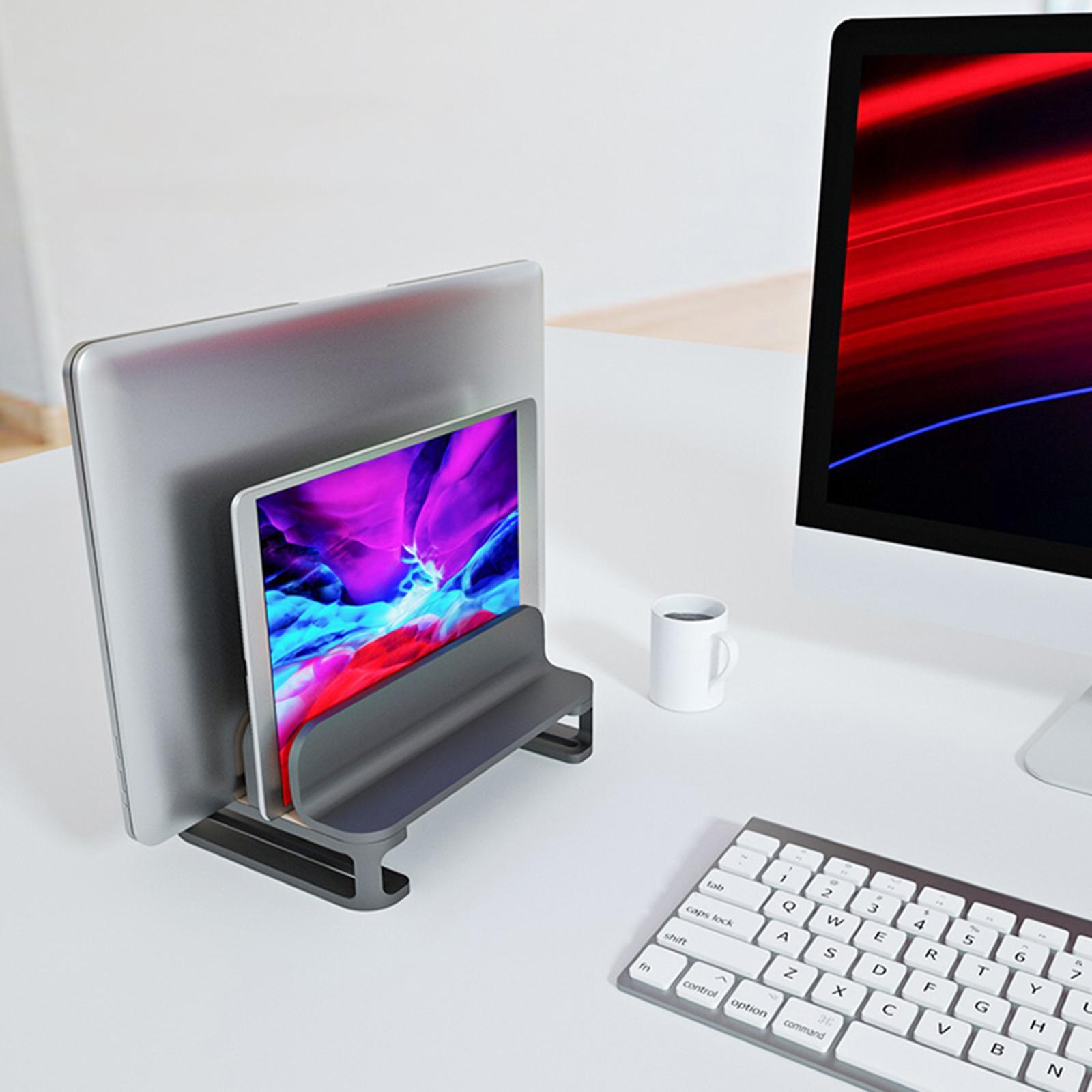 Adjustable Bracket Accessories,2 Slots Modern Compact Holder Organizer, Vertical Laptop Stand PC Cooling Base Notebook Holder for Home Desks Office