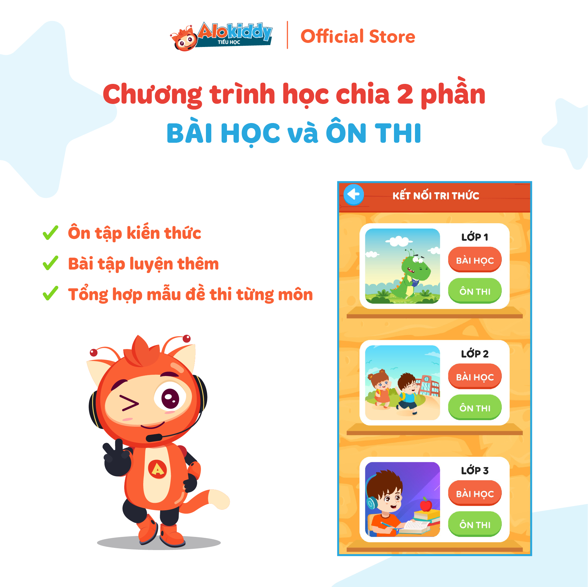 App học Toán Tiếng Việt Tiếng Anh dành cho trẻ 6-10 tuổi ALOKIDDY TIỂU HỌC Mã kích hoạt áp dụng toàn quốc
