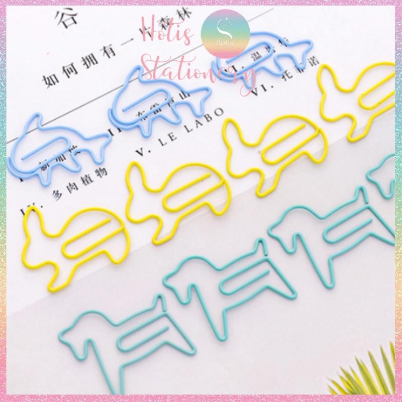 Set 12 kẹp giấy paper clip hình thú dễ thương, kẹp kim loại văn phòng