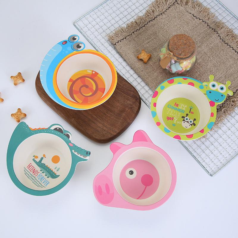 Sức Khỏe Trẻ Em Sợi Tre Tự Nhiên Bát Hoạt Hình Dễ Thương Động Vật Món Ăn Cho Bé Bộ Đồ Ăn Trẻ Em Trẻ Sơ Sinh Cho Bé Tấm Hộp Quà Tặng