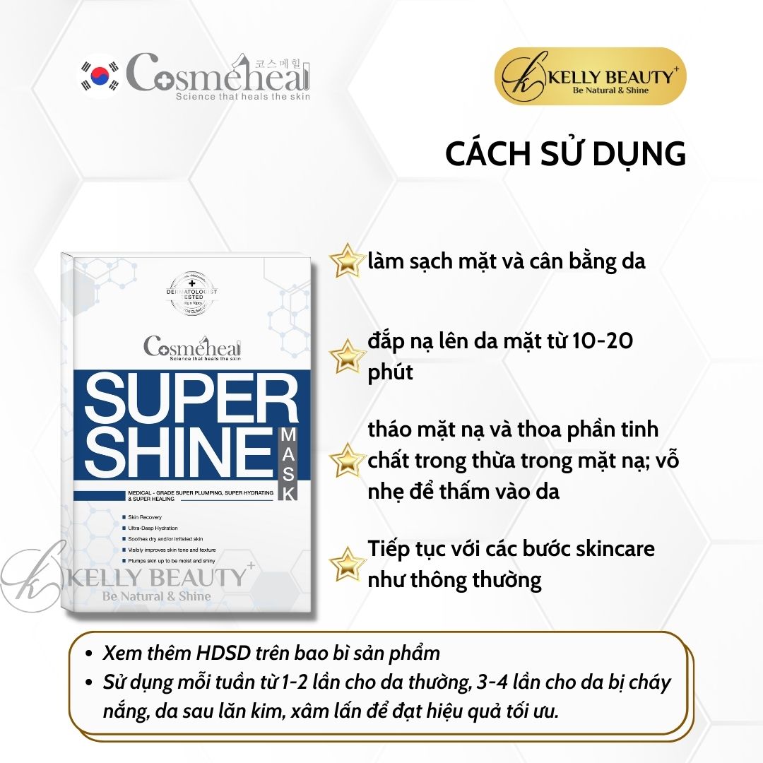 Mặt Nạ Sinh Học Cosmeheal SuperShine Mask - Siêu Phục Hồi, Căng Bóng Da; Mờ Nếp Nhăn, Bảo Vệ Da | Kelly Beauty