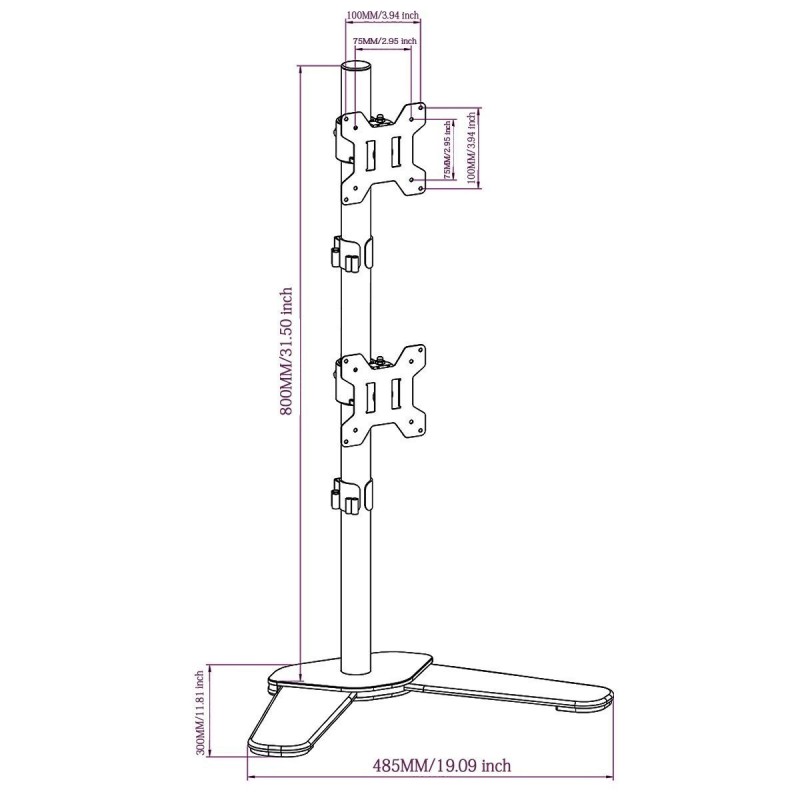 GIÁ TREO 2 MÀN HÌNH MÁY TÍNH ĐỂ BÀN DỌC M073 (15"- 27") Hàng nhập khẩu