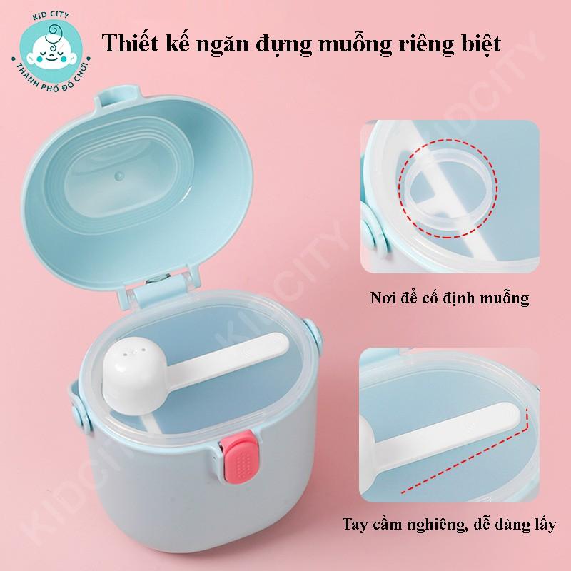 Hộp đựng sữa bột, đựng thức ăn có quai xách kèm thìa gạt tiện dụng cho bé ( đựng 255g sữa bột)