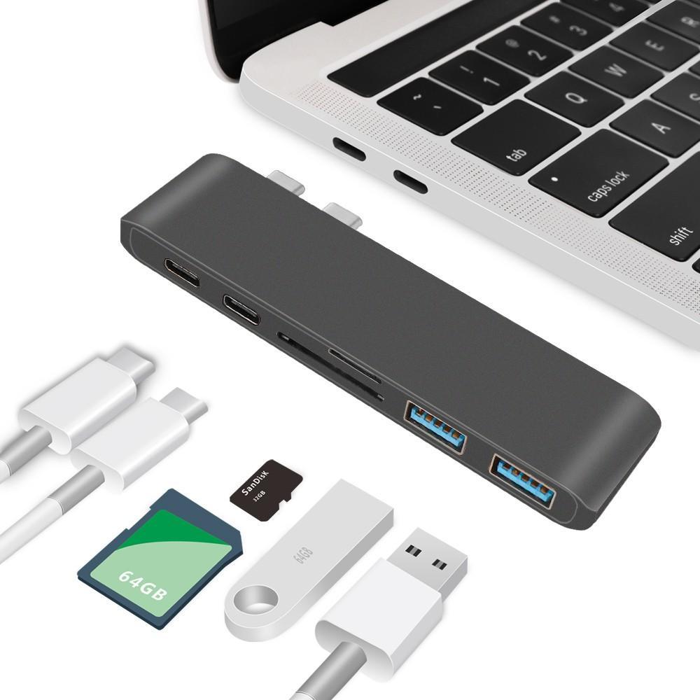 USB C Hub 2 USB 3.0 Port Micro SD Type-C Adapter Charging&Reader Pro 13 15 16 Air 13.3 A1932 A2159 A2141