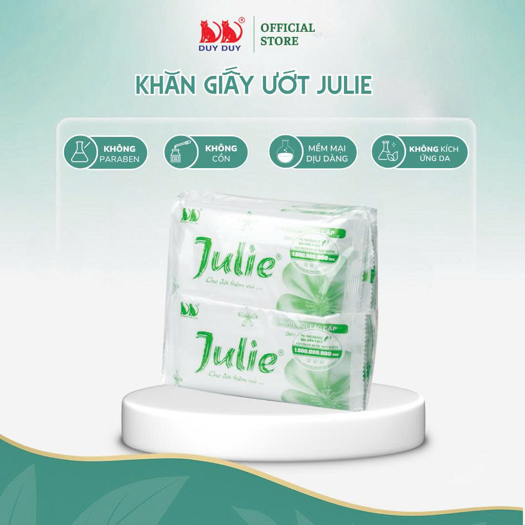 Khăn lạnh dùng một lần Julie Xanh lá vải bi 20 cái (20x24cm) hương hoa hồng không hóa chất