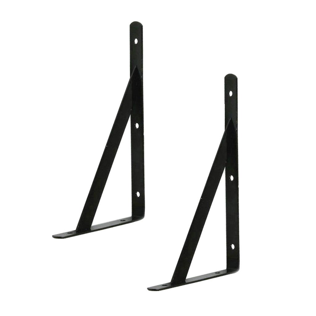 2X Pack 2 Metal L Shaped Wall Bracket Support DIY Home Decor 200x120x2mm,Black