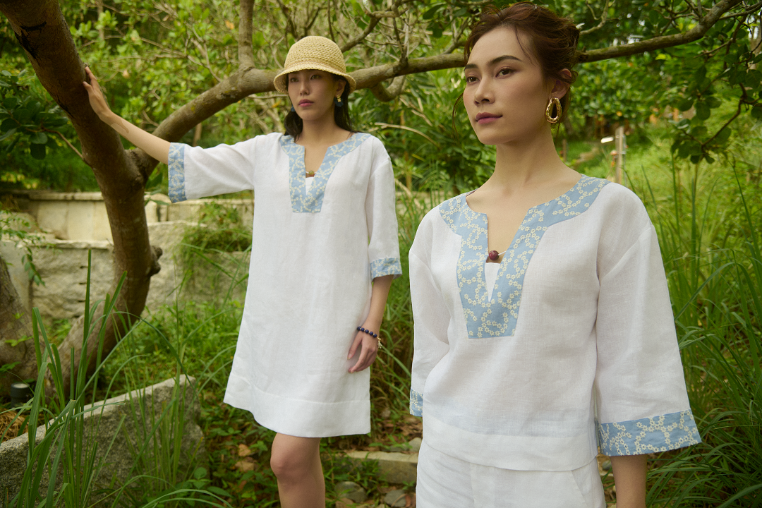 Đầm Linen Thêu Thảo DRE233 thời trang thiết kế HIty