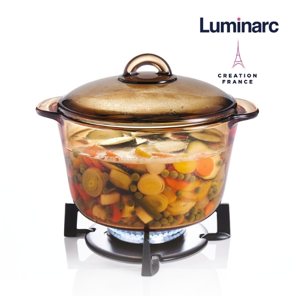 Bộ 3 nồi thuỷ tinh Luminarc Amberline Granite 1.5 Lít/ 2 Lít / 3 Lít (Bảo Hành 10 Năm)- LUGR1523