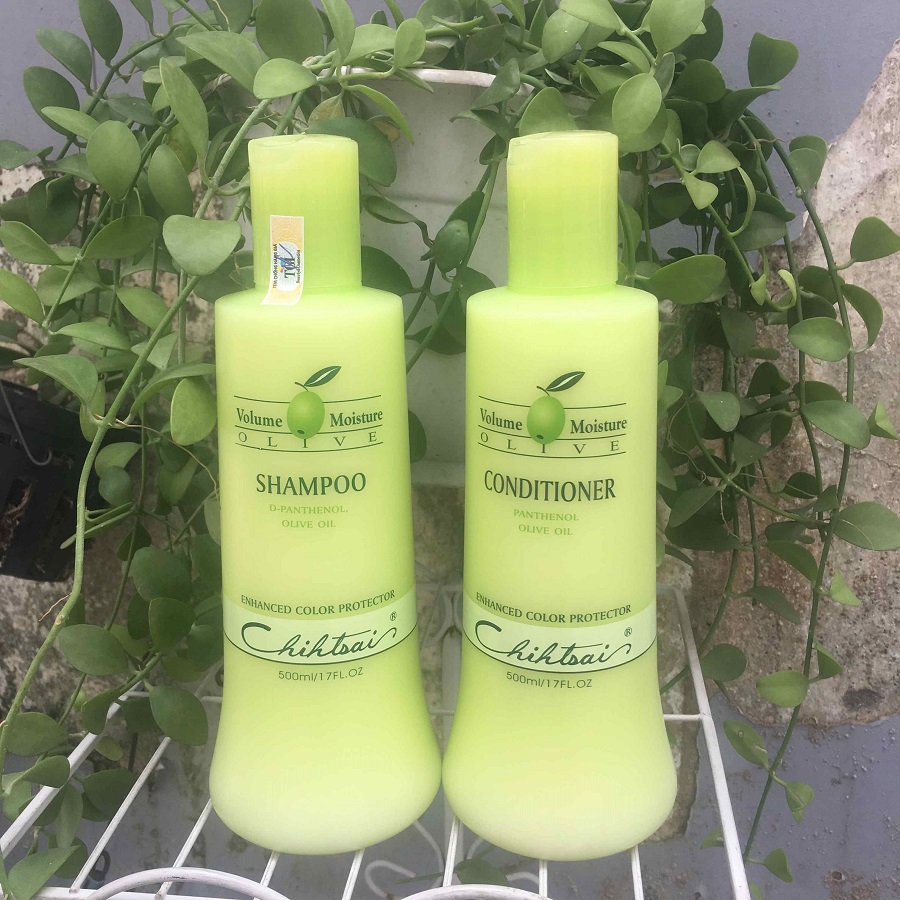 Cặp dầu gội xả siêu mượt Chihtsai Volume Moisture Olive Shampoo &amp; Conditioner 500ml