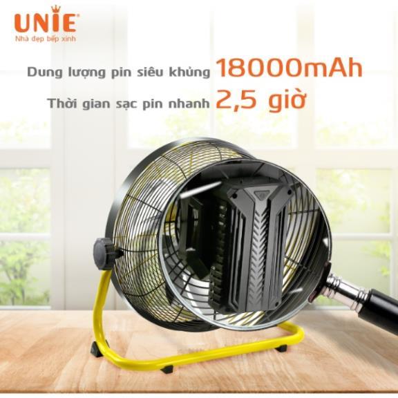 Quạt sàn tích điện Unie UE-880 công suất 26W dung lượng Pin 18000mA sử dụng 10-48h. HÀNG CHÍNH HÃNG